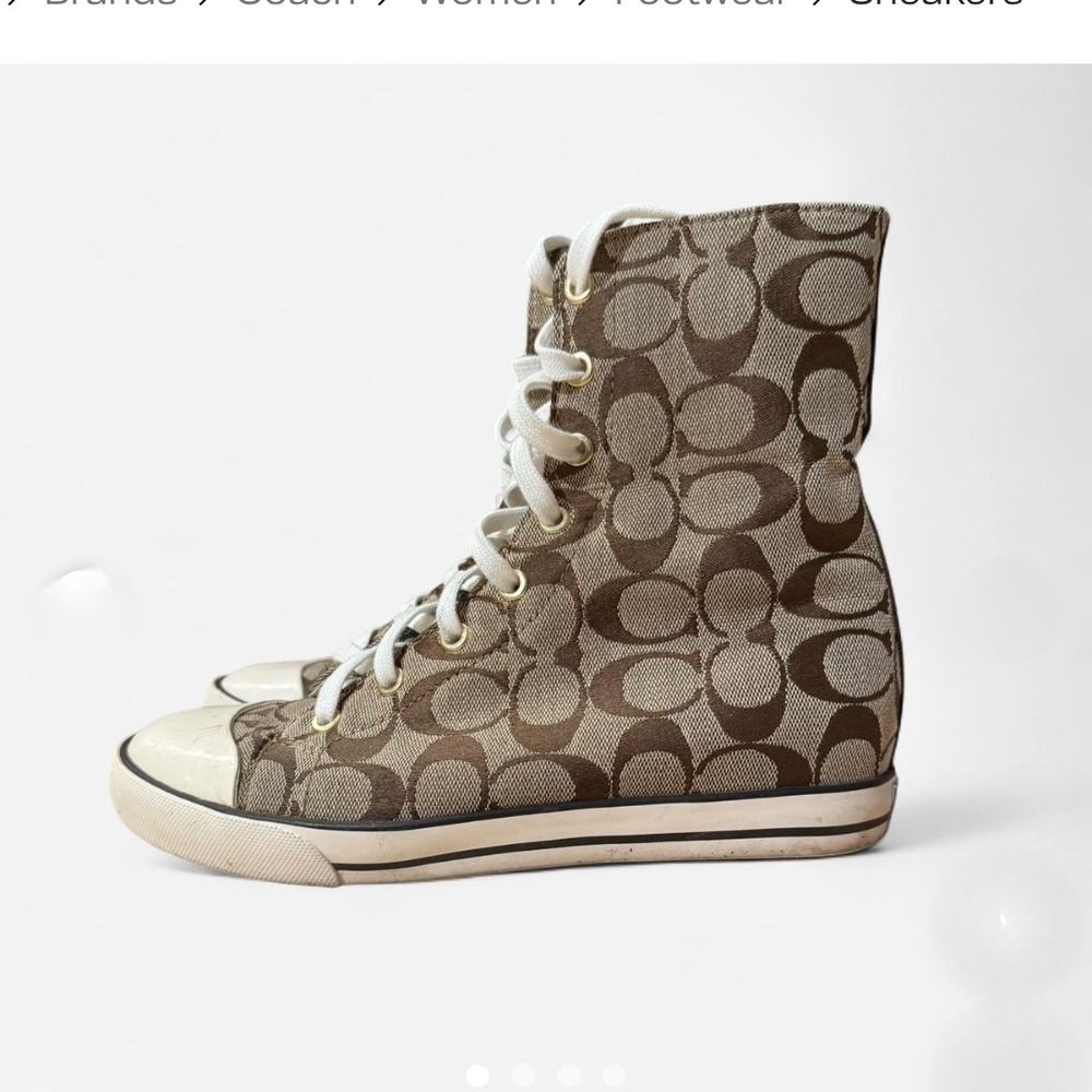 Coach Women's Patterned High-Top Sneakers - Brown and Cream